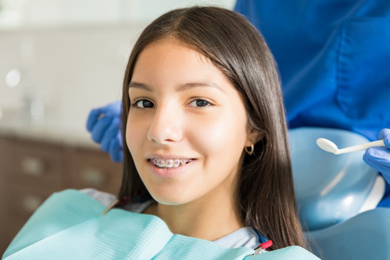 young girl at the orthodontist’s office